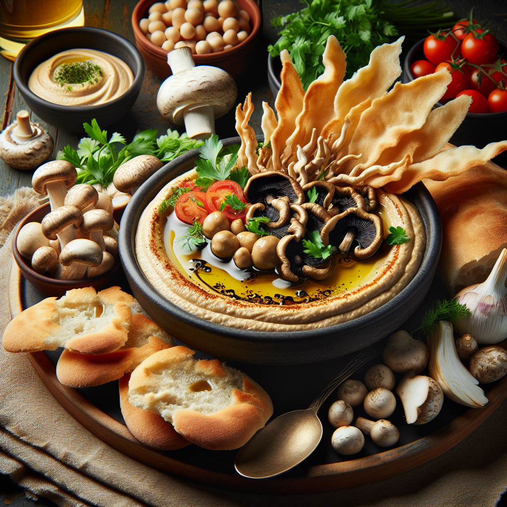 İstridye Mantarlı Humus İstridye mantarlı humus ziyafeti